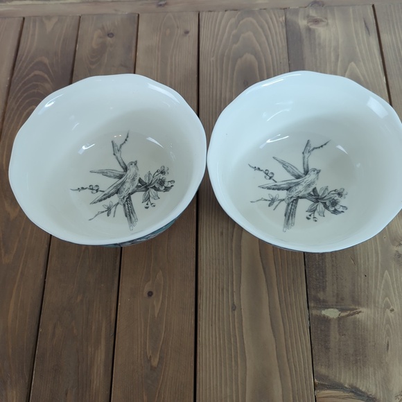 222 Fifth Adelaide Porcelain Turquoise Cereal Bowls (2) - Picture 4 of 10